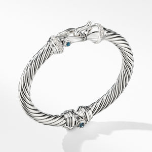 David Yurman Cable Buckle Bracelet with Hampton Blue Topaz and Diamonds