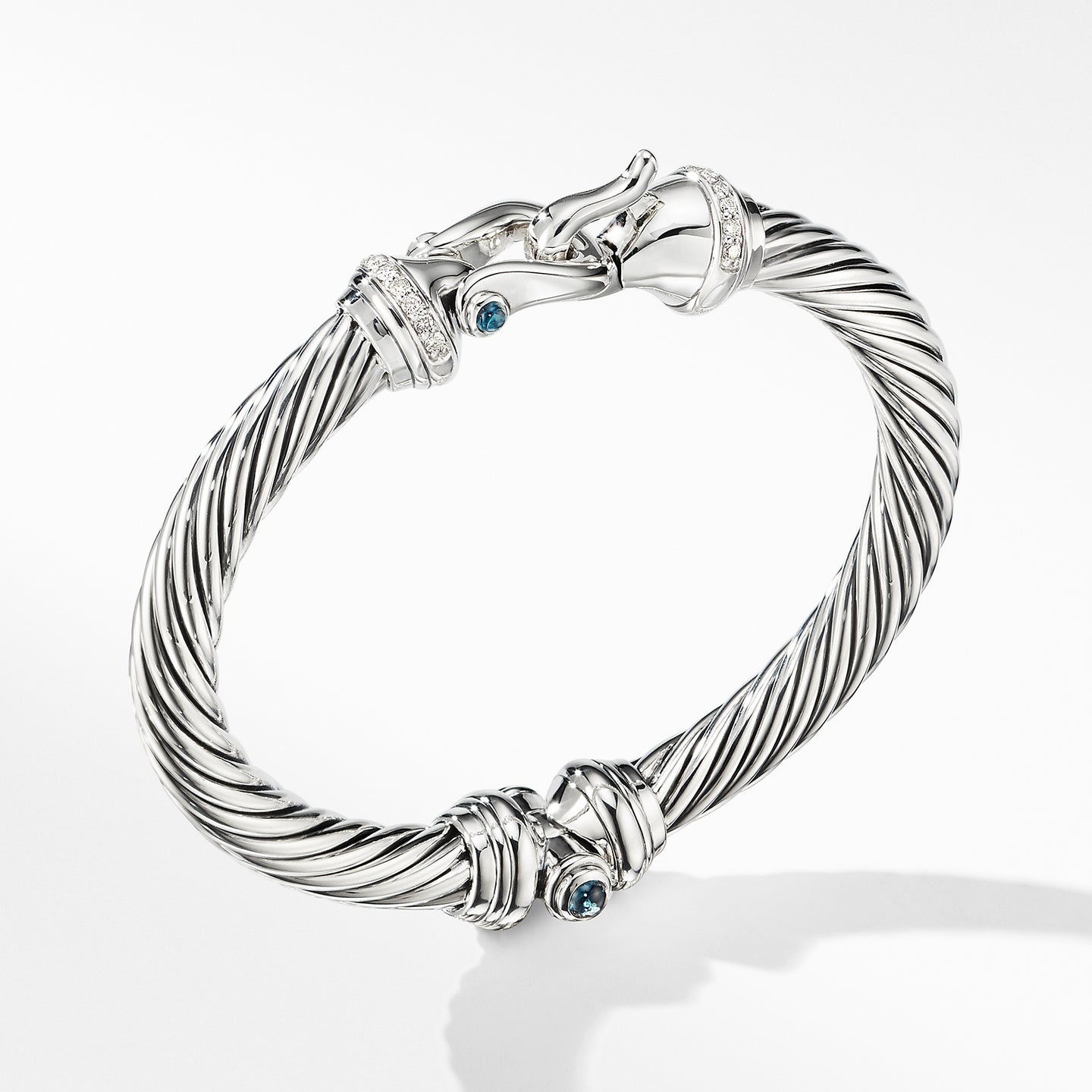 David Yurman Cable Buckle Bracelet with Hampton Blue Topaz and Diamonds