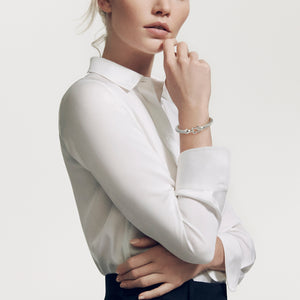 Model Wearing Cable Buckle Bracelet with Hampton Blue Topaz and Diamonds