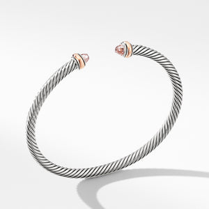 Cable Classic Bracelet with Morganite and 18K Rose Gold, Size Small