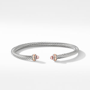 Cable Classic Bracelet with Morganite and 18K Rose Gold, Size Small