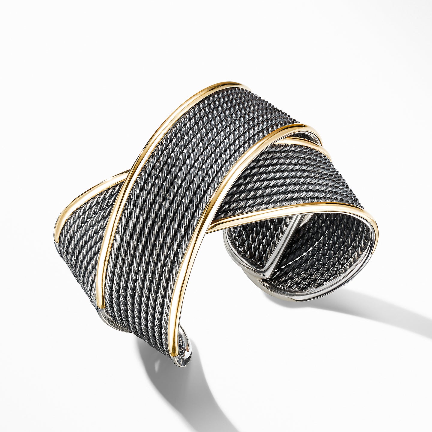 DY Origami Large Crossover Cuff Bracelet in Blackened Silver