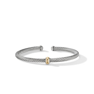 Silver David Yurman Cable Classics Center Station Bracelet with 18K Yellow Gold