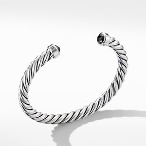 Cable Classic Cuff Bracelet with Black Diamonds, Size Medium