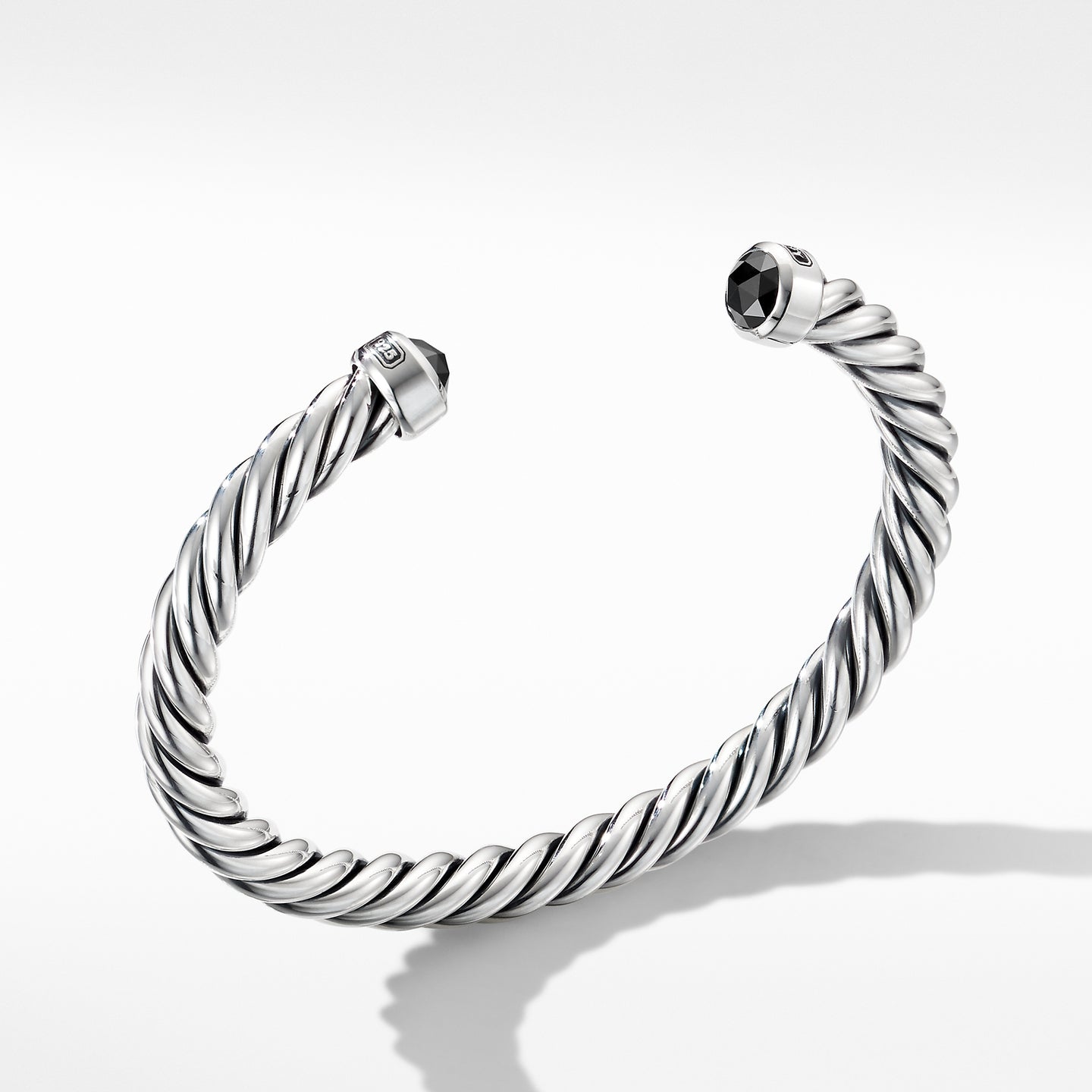 Cable Classic Cuff Bracelet with Black Diamonds, Size Medium