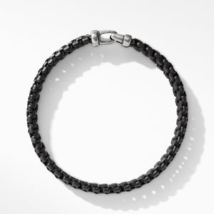 Woven Box Chain Bracelet in Black, Size Large