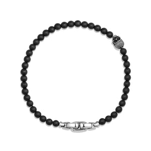 Spiritual Beads Skull Bracelet with Black Onyx, Size Medium