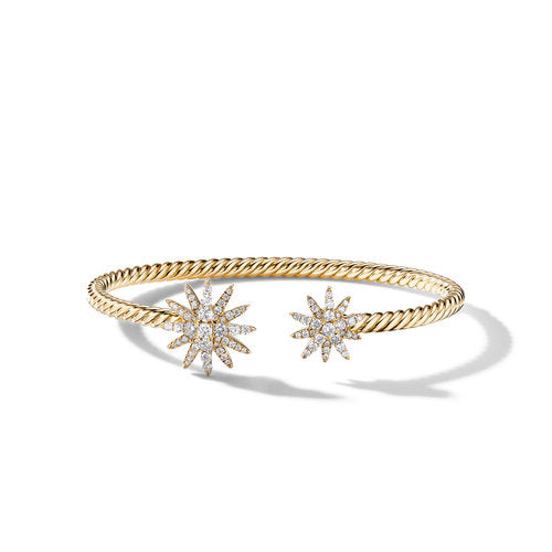 Starburst Cable Bracelet in 18K Yellow Gold with Pavé Diamonds