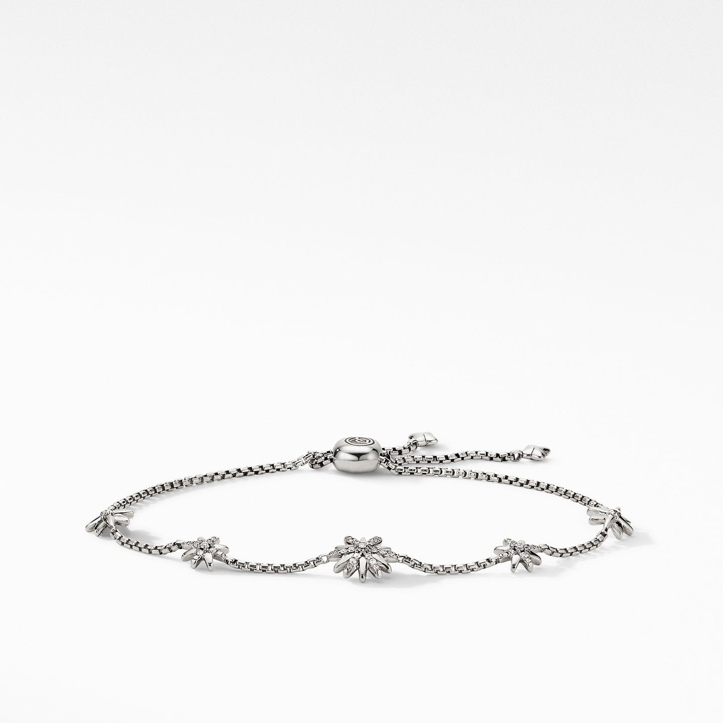 Petite Starburst Station Chain Bracelet with Pavé Diamonds