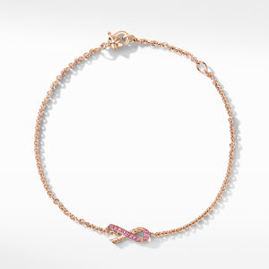 DY x BCRF Cable Collectibles® Ribbon Bracelet in 18K Rose Gold with Pavé Pink Sapphires