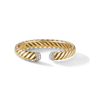 David Yurman Cable Cuff Bracelet in Yellow Gold with Diamonds