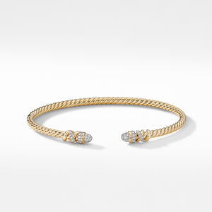 Large David Yurman Petite Helena Bracelet in 18K Yellow Gold with Diamonds