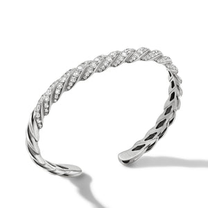 Pavéflex Bracelet in 18K White Gold with Diamonds, Size Medium