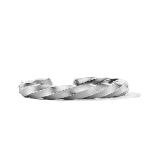 Cable Edge Cuff Bracelet in Recycled Sterling Silver, Size Large