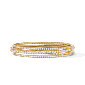 Pavé 11mm Crossover Four Row Bracelet in 18K yellow Gold with Diamonds
