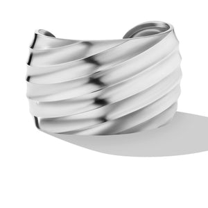 Cable Edge Cuff Bracelet in Recycled Sterling Silver, Size Large