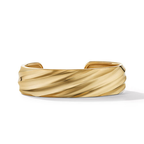 Cable Edge Cuff Bracelet in Recycled 18K Yellow Gold, Size Medium