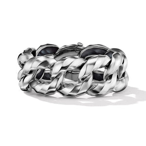 Cable Edge Curb Chain Bracelet in Recycled Sterling Silver, Size Small