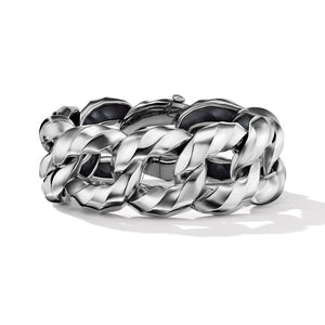 Cable Edge Curb Chain Bracelet in Recycled Sterling Silver, Size Large