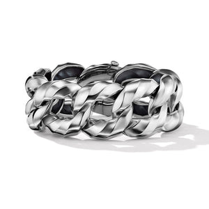 Cable Edge Curb Chain Bracelet in Recycled Sterling Silver, Size Medium