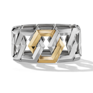Carlyle Bracelet in Sterling Silver with 18K Yellow Gold, Size Large