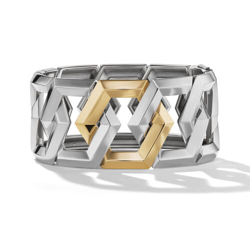 Carlyle Bracelet in Sterling Silver with 18K Yellow Gold, Size Large