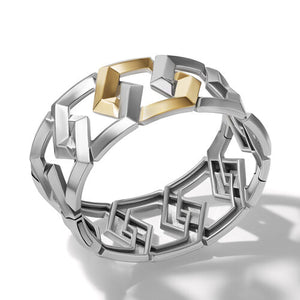 Carlyle Bracelet in Sterling Silver with 18K Yellow Gold, Size Large