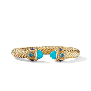 Renaissance Bracelet in 18K Yellow Gold with Turquoise, Hampton Blue Topaz, and Iolite