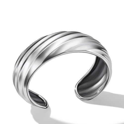 Cable Edge Cuff Bracelet in Recycled Sterling Silver
