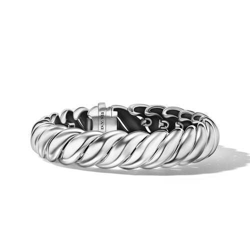 Sculpted Cable Bracelet in Sterling Silver, Size Large
