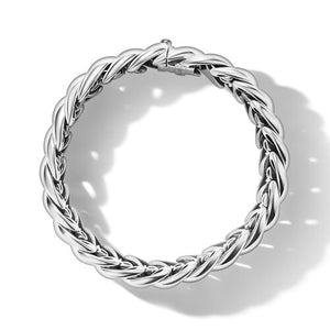 Sculpted Cable Bracelet in Sterling Silver, Size Large