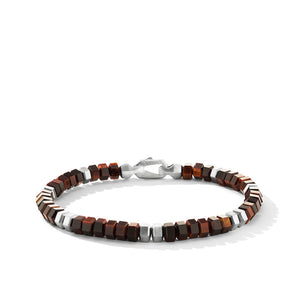 Spiritual Beads Hex Bracelet with Red Tiger's Eye, Size Large