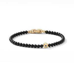 Spiritual Beads Evil Eye Bracelet with Black Onyx, Sapphires and 18K Yellow Gold