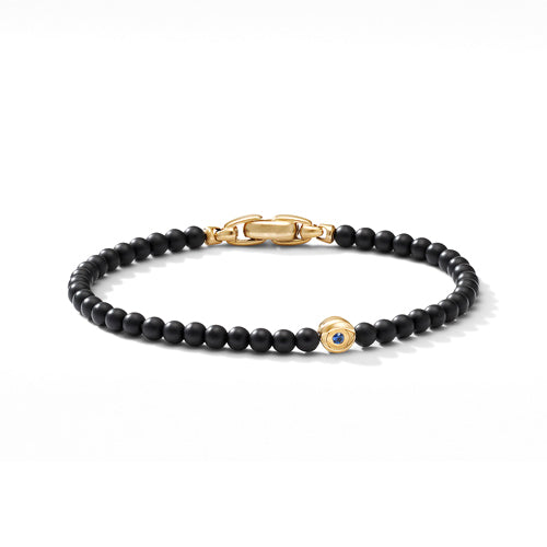 Spiritual Beads Evil Eye Bracelet with Black Onyx, Sapphires and 18K Yellow Gold