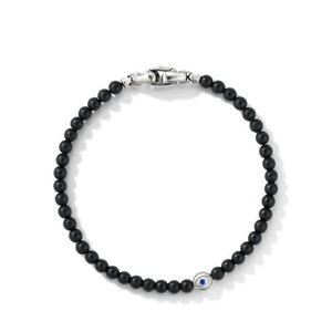 Spiritual Beads Evil Eye Bracelet with Black Onyx and Sapphires, Size Medium