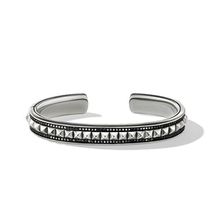Pyramid Cuff in Sterling Silver with Black Diamonds, 7mm