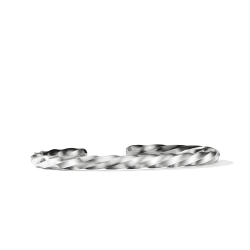 Cable Edge Cuff Bracelet in Recycled Sterling Silver, Size Medium