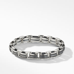 Beveled Link Bracelet with Pavé Black Diamonds, Size Medium