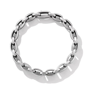 Deco Beveled Link Bracelet in Sterling Silver with Pavé Diamonds