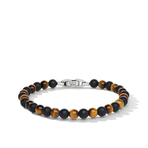 Spiritual Beads Alternating Bracelet with Black Onyx & Tiger's Eye, Size Large