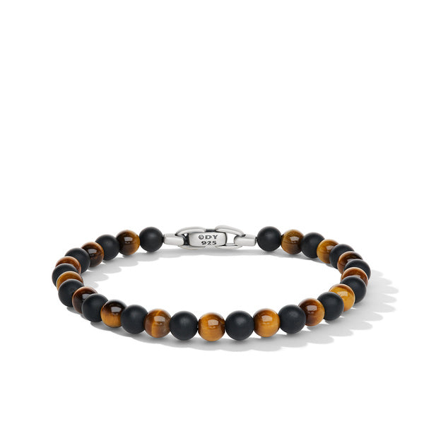Spiritual Beads Alternating Bracelet with Black Onyx & Tiger's Eye, Size Large