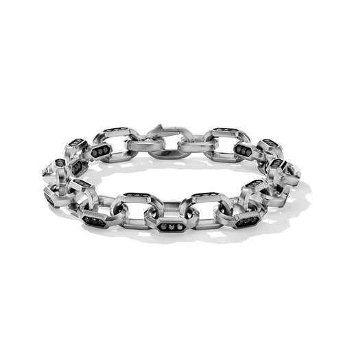 Hex Chain Link Bracelet with Pavé Black Diamonds