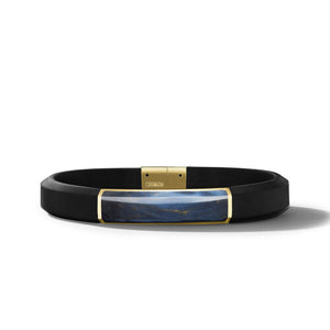 Streamline ID Black Rubber Bracelet with Pietersite and 18K Yellow Gold