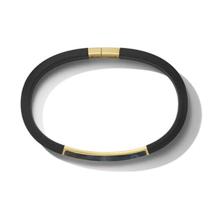 Streamline ID Black Rubber Bracelet with Pietersite and 18K Yellow Gold