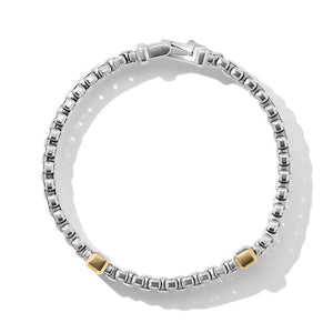 Double Box Chain Bracelet with 18K Yellow Gold, Size Medium