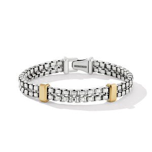 Double Box Chain Bracelet with 18K Yellow Gold, Size Medium