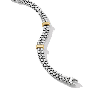 Double Box Chain Bracelet with 18K Yellow Gold, Size Medium