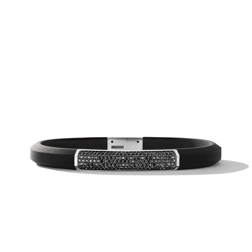 Streamline ID Black Rubber Bracelet with Pavé Black Diamonds