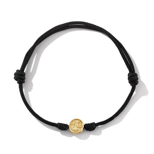 St. Christopher Black Cord Bracelet with 18K Yellow Gold