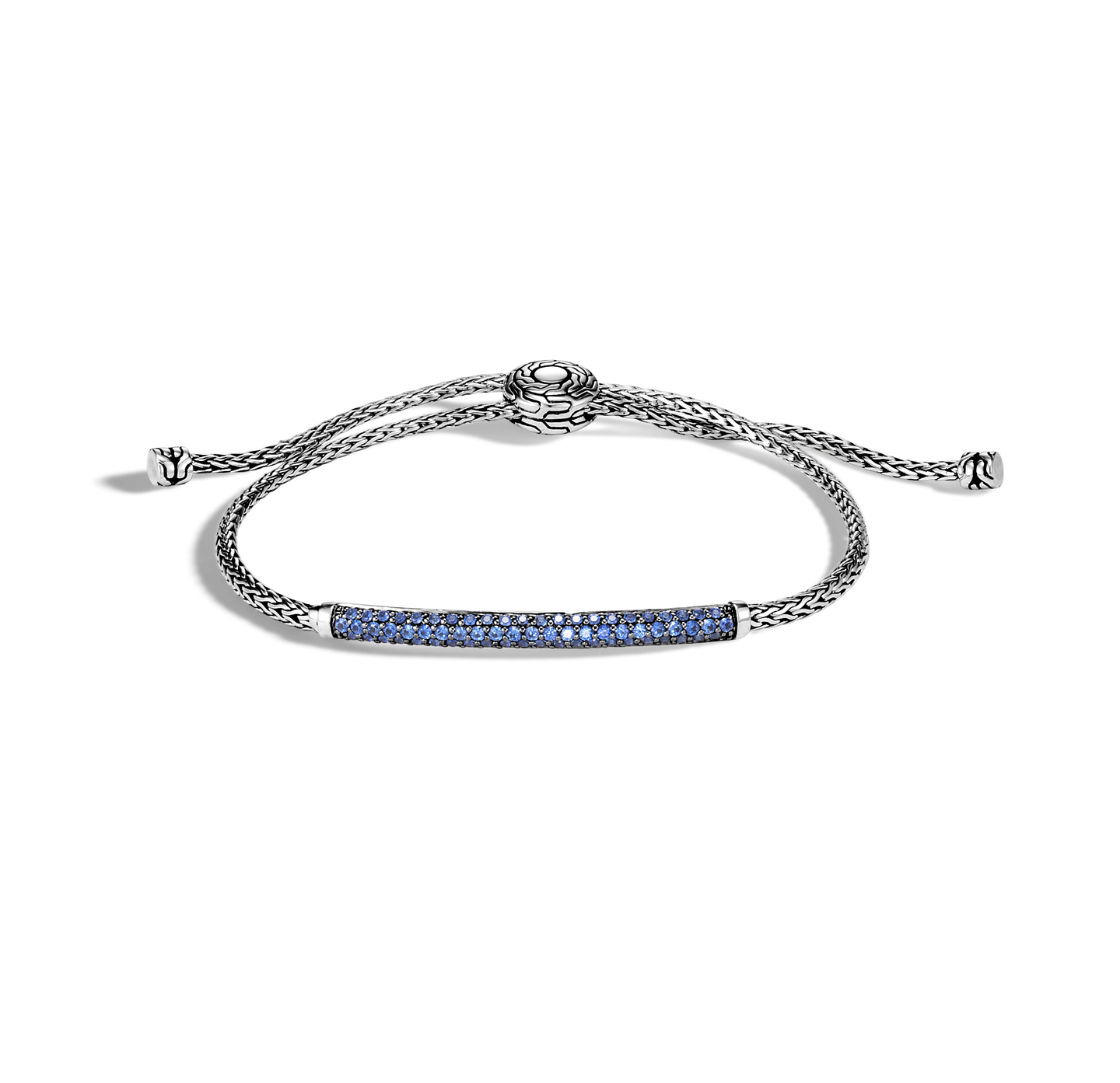 John Hardy Classic Chain Sterling Silver Pull Through Station Bracelet in Blue Sapphire